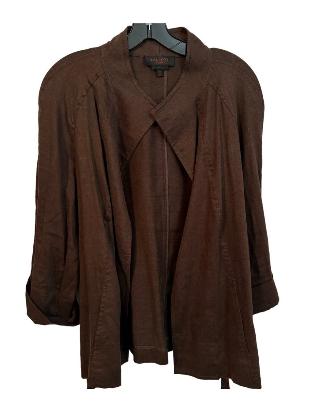 Talbots Blazer Size 14 Brown Linen Blend Belted Women Blazer Jacket